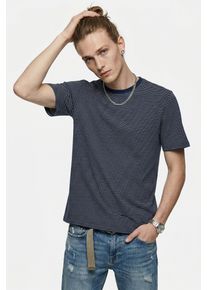 Only & Sons Rundhalsshirt ONLY & SONS "ONSFRED LIFE RLX SS STRIPE TEE NOOS", Herren, Gr. XXL, navy blazer stripes:gardenia, Jersey, Obermaterial: 100% Baumwolle, gestreift, relaxed fit normal, Rundhals, Shirts Rundhalsshirt