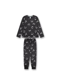 Schlafanzug Sanetta "Pyjama", M&auml;dchen, Gr. 140, bunt (schwarz, wei&szlig;), Obermaterial: 100% Baumwolle CO., Homewear-Sets Schlafanzug