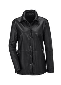 Jackenblazer GOLDNER "Kurzgr&ouml;&szlig;e L&auml;ssige Blusenjacke in Lederoptik", Damen, Gr. 20, gr&uuml;n (schwarz), Obermaterial: 72% Polyester PES. 25% Polyurethan PU. 3% Elasthan EL., Sonstiges, Blazer Jackenblazer, Ohne