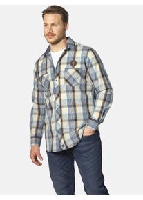 Karohemd Jan Vanderstorm "Hemd LOKIFRED", Herren, Gr. XXL, weit, blau (blau kariert), Obermaterial: 100% Baumwolle CO., Hemden Karohemd