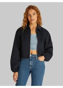 Kurzjacke Calvin Klein Jeans "TECH ZIP THROUGH SHORT JACKET", Damen, Gr. M (38), schwarz, Web, Obermaterial: 78% Polyamid, 22% Elasthan, unifarben, normal kurz, elastischer Bund, Jacken Kurzjacke, im schlichten Design