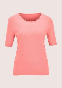 Madeleine Mode 2-in-1-Strickjacke MADELEINE "Twinset Basic Strickjacke mit Halbarmpullover", Damen, Gr. 34, orange (apricot, melange), Obermaterial: 46% Modal CMD. 40% Polyacryl PAN. 14% Polyamid PA., Modern, Strickjacken 2-in-1-Strickjacke