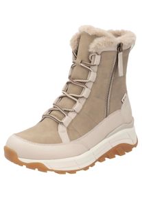 Winterboots RIEKER SPORT, Damen, Gr. 38, braun (braun, creme), Leder, Lederimitat, Schuhe Winterboots, Stiefelette, Profilsohle, mit TEX-Membran f&uuml;r den Winter