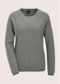 Madeleine Mode Longpullover MADELEINE "Kaschmirpullover Langarmshirt mit Strassdetails", Damen, Gr. 48, silber (steingrau, melange, silberfarben), Obermaterial: 95% Baumwolle CO. 5% Kaschmir WS., Modern, Pullover Longpullover, Strassbesatz