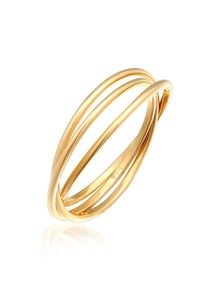 Silberring Elli Premium "Ring Wickelring Trio Basic 375 Gelbgold" Gr. 58, gold, Fingerringe, Damen, 58, Gelbgold 375, Silberring