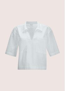 Madeleine Mode Kurzarmbluse MADELEINE "Bluse Kurzarm-Bluse im Boxy-Style mit Lochstickerei", Damen, Gr. 46, wei&szlig;, Obermaterial: 70% Baumwolle CO. 30% Polyester PES., Modern, normal, Blusen Kurzarmbluse