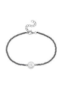 Armband Smart Jewel "Armband mit Edelstein-Kugeln + Muschelkern-Perle, Silber 925", grau, Armb&auml;nder, Damen, Silber 925 (Sterlingsilber), Armband