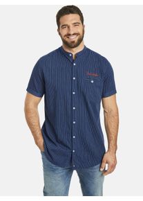 Kurzarmhemd Jan Vanderstorm "Kurzarmhemd NALLE", Herren, Gr. 5XL, weit, blau (dunkelblau gestreift), Obermaterial: 100% Baumwolle CO., Hemden Kurzarmhemd