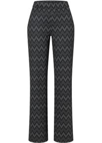 Bootcuthose MAC "CHIARA", Damen, Gr. 40, L&auml;nge 32, grau (light ash grau zig zag), Flanell, Obermaterial: 70% Polyester, 25% Viskose, 5% Elasthan, bootcut fit lang, Hosen Bootcuthose, Bootcut-Form in figurbetonter Form