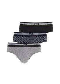 Slip Jockey "Slip Cotton Stretch Brief 3P 3er Pack", Herren, Gr. M, bunt (schwarz, grau), Obermaterial: 95% Baumwolle CO. 5% Elasthan EL., Unterhosen Slip