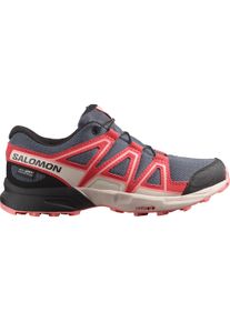 Wanderschuh Salomon "SPEEDCROSS WATERPROOF", Damen, Gr. 32, grisaille, hushed violet, rouge rot, Synthetik, Textil, Schuhe Wanderschuh, wasserdicht