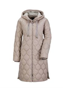 Langmantel GOLDNER "Kurzgr&ouml;&szlig;e Wintermantel mit Stehkragen und Kapuze", Damen, Gr. 25, beige (taupe), Obermaterial: 100% Polyamid PA., Rippe, M&auml;ntel Langmantel, mit seitlichen Rei&szlig;verschl&uuml;ssen