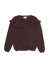 Strickpullover Minymo "Strickjacke MICardigan", M&auml;dchen, Gr. 134, rot (catawba grape), Obermaterial: 80% Baumwolle CO. 20% Wolle WO., Sweatjacken Strickpullover