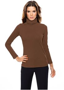 Rollkragenshirt Heine "Rollkragen-Shirt", Damen, Gr. 46, braun, 95% Baumwolle, 5% Elasthan, unifarben, Shirts Rollkragenshirt