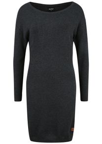 Strickkleid oxmo "Strickkleid OXElla", Damen, Gr. L, N-Gr, grau (dar grau m), Obermaterial: 70% Viskose CV. 30% Nylon NY., Kleider Strickkleid