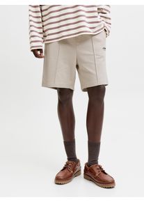 Jack & Jones Sweatshorts JACK & JONES "JPSTKANE SOHO SWEAT SHORTS MID SN", Damen, Gr. M, N-Gr, moonbeam, Sweatware, Obermaterial: 80% Baumwolle, 20% Polyester, unifarben, kniefrei, Hosen Sweatshorts, Baumwollmischung, loose fit