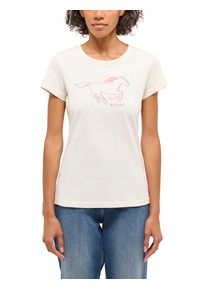 Kurzarmshirt Mustang "Damen Style Loa", Damen, Gr. XS, sanftes wei&szlig;, Jersey, 100% Baumwolle, Rundhals, Shirts Kurzarmshirt