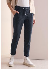 Stoffhose Cecil "Style Tracey", Damen, Gr. XXL (46), L&auml;nge 28, blau (universal blau), Web, Obermaterial: 73% Baumwolle, 24% Polyester, 3% Elasthan, unifarben, regular fit kn&ouml;chelfrei, Hosen Stoffhose, Sommerhose mit Taschen
