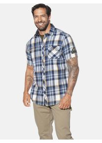 Kurzarmhemd Jan Vanderstorm "Kurzarmhemd INGOLOF", Herren, Gr. L, weit, blau (blau kariert), Obermaterial: 100% Baumwolle CO., Hemden Kurzarmhemd