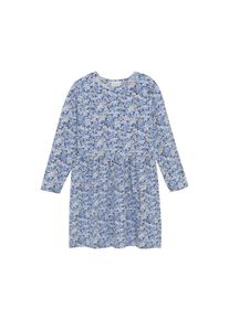 Sommerkleid Minymo "Sommerkleid MIDress LS AOP", M&auml;dchen, Gr. 104, N-Gr, blau (true blau), Obermaterial: 48% Modal CMD. 48% Baumwolle CO. 4% Elasthan EL., Kleider Sommerkleid