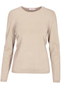 Strickpullover Clarina "PETRA", Damen, Gr. 48, beige (sand meliert), Obermaterial: 70% Viskose, 30% Polyamid., unifarben, comfort fit, Rundhals, Pullover Strickpullover, Viskose-Polyamid Mischung