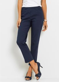 Schlupfhose bonprix "7/8 Schlupfhose mit Stretch", Damen, Gr. 52, N-Gr, blau (dunkelblau), Obermaterial: 97% Baumwolle, 3% Elasthan, regular fit, Hosen Schlupfhose, mit Stretch-Anteil, Regular Fit, mit elastischem Gummibund