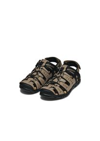 Sandale Geox "UOMO SANDAL STRADA C", Herren, Gr. 40, schwarz (helltaupe, schwarz), Lederimitat, Textil, Schuhe Sandale, Sommerschuh, Klettschuh, Outdoorsandale, mit Lederfu&szlig;bett