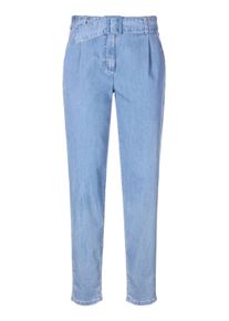 Madeleine Mode Regular-fit-Jeans MADELEINE "Hose Karotten-Jeans mit Bundfalten", Damen, Gr. 19, N + K Gr, beige (bleached), Obermaterial: 98% Baumwolle CO. 2% Elasthan EL., Jeans Regular-fit-Jeans