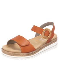 Keilsandalette Remonte, Damen, Gr. 36, orange, Leder, unifarben, Schuhe Keilsandalette, Sommerschuh, Riemchensandale mit praktischen Klettverschl&uuml;ssen