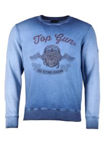 Sweatshirt Top Gun "Sweatshirt Smoking Monkey TG20191034", Herren, Gr. S, blau, Obermaterial: 100% Baumwolle CO., Sweatshirts Sweatshirt