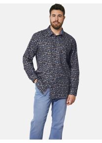 Langarmhemd CHARLES COLBY "Hemd DUKE CASPIAT", Herren, Gr. 3XL, weit, blau (dunkelblau gemustert), Obermaterial: 100% Baumwolle CO., Hemden Langarmhemd