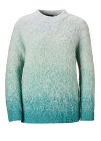 Strickpullover GOLDNER "Kurzgr&ouml;&szlig;e Strickpullover", Damen, Gr. 25, blau (petrol, gemustert), Obermaterial: 60% Polyester PES. 30% Polyamid PA. 10% Wolle WO., Tubular, Pullover Strickpullover, Flauschiger Wollflor