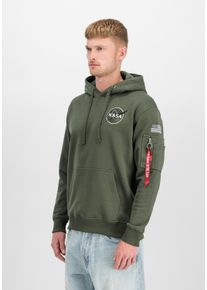 Hoodie Alpha Industries "Space Shuttle Hoodie", Herren, Gr. M, gr&uuml;n (schwarz olive), Obermaterial: 80% Baumwolle, 20% Polyester, regular fit, Sweatshirts Hoodie