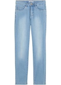 Straight-Jeans bonprix, Damen, Gr. 38, K-Gr, hellblau used (l&auml;nge: kurz), Denim/Jeans, Obermaterial: 82% Baumwolle, 17% Polyester, 1% Elasthan, regular fit, Jeans Straight-Jeans, Regular Fit, Komfort-Stretch-Material, leichte Stoffqualit&auml;t