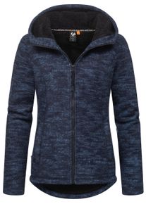 Kapuzensweatjacke Ragwear "Kapuzenstrickjacke Lyshka Melange", Damen, Gr. XXL, blau (navy), Obermaterial: 56% Baumwolle CO. 44% Polyester PES. Futter: 100% Polyester PES., Sweatjacken Kapuzensweatjacke