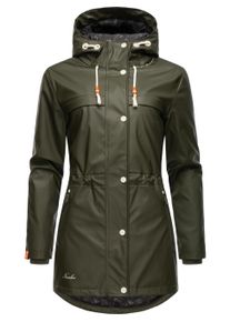 Regenmantel Navahoo "Regenmantel Rainy Forest", Damen, Gr. M, gr&uuml;n (schwarz olive), Obermaterial: 70% Polyester PES. 30% Polyurethan PU. Obermaterial: Futter: 100% Polyester PES. 100% Polyester PES., M&auml;ntel Regenmantel