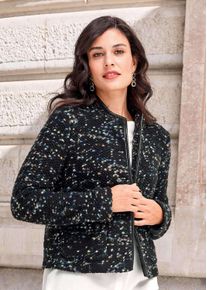 Kurzblazer Alba Moda "Kurzjacke Kurzjacke", Damen, Gr. 48, schwarz (schwarz, gr&uuml;n), Obermaterial: 56% Polyester PES. 27% Polyacryl PAN. 12% Wolle WO. 5% sonstige Fasern AF., Modern, Blazer Kurzblazer