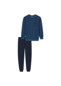 Schlafanzug Schiesser "Pyjama Casual Essentials", Damen, Gr. XL, blau, Obermaterial: 100% Baumwolle CO., Homewear-Sets Schlafanzug