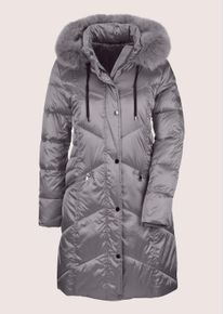 Madeleine Mode Steppjacke MADELEINE "Wintermantel Kapuzenjacke mit Fancy-Stepp", Damen, Gr. 44, grau (graphit), Obermaterial: 100% Polyamid PA., Modern, normal, Jacken Steppjacke, Webpelzkapuze