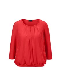 Kurzarmbluse GOLDNER "Chiffon-Shirt mit 3/4-Arm, Rundhals", Damen, Gr. 48, rot, Obermaterial: 95% Viskose CV. 5% Elasthan EL., Casual, Sonstiges, Blusen Kurzarmbluse, keine/nicht relevant