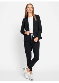 Hosenanzug Heine, Damen, Gr. 46, Normalgr&ouml;&szlig;en, blau (marine), 67% Viskose, 27% Polyamid, 6% Elasthan, Anz&uuml;ge Hosenanzug