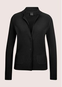 Madeleine Mode Strickjacke MADELEINE "Strickblazer Sportiver Blazer mit Stehkragen", Damen, Gr. 38, schwarz, Obermaterial: 67% Viskose CV. 33% Polyamid PA., Modern, normal, Strickjacken Strickjacke, modische Schlitze am Armabschlu&szlig;