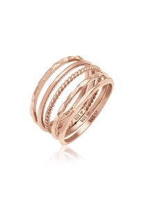 Ring-Set Elli "Ring Stapelring Stacking Boho Set (5 tlg.) 925 Sterling Silber" Gr. 62, rosa (rosegold), Fingerringe, Damen, 62, ohne Stein, Silber 925 (Sterlingsilber), Ring-Set
