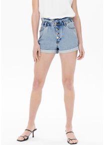 Jeansshorts Only "ONLCUBA LIFE PAPERBAG", Damen, Gr. XS (34), N-Gr, blau (light blau denim), Denim/Jeans, Obermaterial: 100% Baumwolle, Abriebeffekte, Jeans Jeansshorts