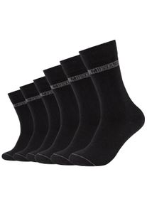 Socken Mustang "casual", Herren, Gr. 47-49, schwarz, Baumwollmischung, uni und meliert, normal, Socken Socken, weicher und elastischer Komfortbund