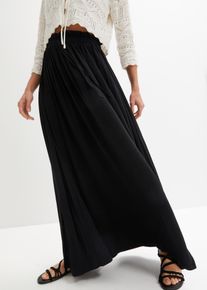 Jerseyrock bonprix, Damen, Gr. 40/42 (M), schwarz (l&auml;nge: regul&auml;r), Jersey, Obermaterial: 95% Viskose, 5% Elasthan, ausgestellt bodenlang, R&ouml;cke Jerseyrock, aus Viskose, ausgestellte Passform, mit elastischem Bund