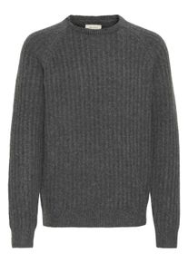 Strickfleece-Pullover Blend "Strickpullover BHDEXTER", Herren, Gr. L, grau (iron gate), Obermaterial: 84% Polyester PES. 10% Wolle mw. 6% Nylon NY., Pullover Strickfleece-Pullover