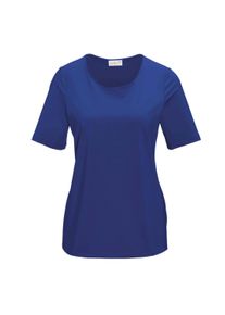 Langarm-Poloshirt GOLDNER "Gepflegtes Shirt in formstabiler Ware", Damen, Gr. 42, blau (royalblau), Obermaterial: 82% Polyester PES. 18% Elasthan EL., normal, Sonstiges, Shirts Langarm-Poloshirt, Ohne