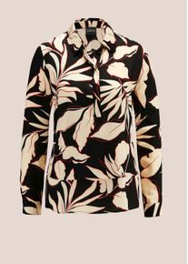 Madeleine Mode Hemdbluse MADELEINE "Bluse Bluse aus zarter Viskose mit Bl&uuml;tenprint", Damen, Gr. 46, schwarz (schwarz, natur, rot), Obermaterial: 100% Viskose CV., Modern, normal, Blusen Hemdbluse