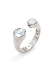 Silberring HAZE & GLORY "Ring Mondstein Aquamarin Hellblau 925 Sterling Silber" Gr. 58, silber, Fingerringe, Damen, 58, Silber 925 (Sterlingsilber), Silberring